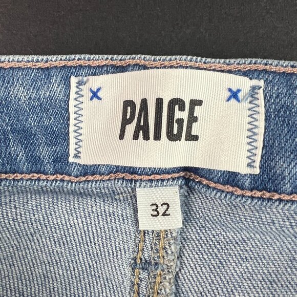 Paige Jeans Women 34x27* Claudine High Rise Crop Flare Blue Raw Hem Denim Tag 32 - Picture 7 of 16